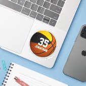 zwarte goudploeg verfijnen basketbal sticker (Laptop met iPhone)