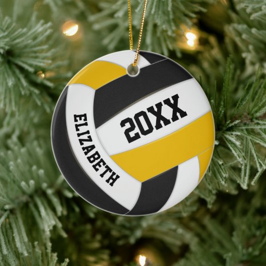 zwarte goudplokleuren volleybal keramisch ornament (Boom)