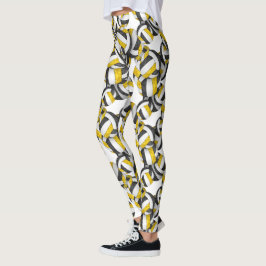 zwarte goudplokleuren volleybalkpatroon leggings