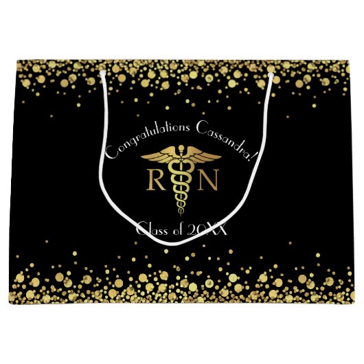 Zwarte goudprijs van de verpleegschool groot cadeauzakje (Voorkant)