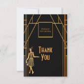 Zwarte goudretro van 1920 op het feestje van Birth Bedankkaart (Voorkant)