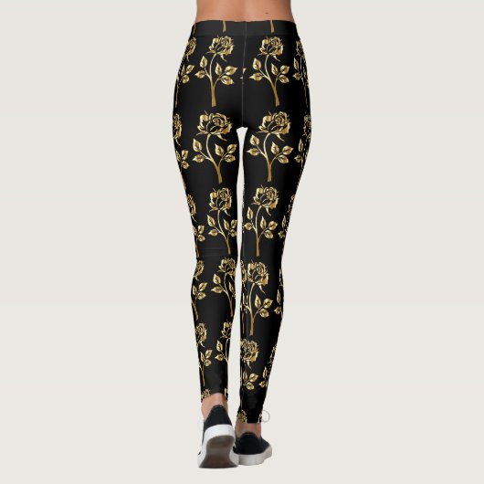 Zwarte goudRoos Leggings (Achterkant)