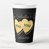 zwarte goudroze valentijn, gezoet voor paar latte mok (Voorkant)