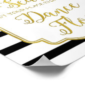 Zwarte goudroze Waterverf Floral Weddenschap Poster (Hoek)