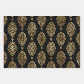 Zwarte & goudschedel, vleermuizen en Damask Hallo Inpakpapier Vel (Voorkant 3)