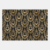 Zwarte & goudschedel, vleermuizen en Damask Hallo Inpakpapier Vel (Voorkant 2)