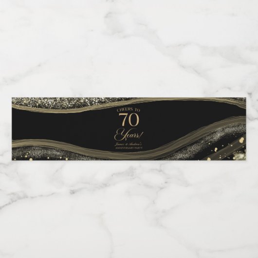 Zwarte Goudse Agaat 70ste Huwelijksjubileum Feest Waterfles Etiket (Enkel label)