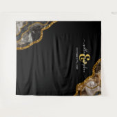 Zwarte Goudse Agaat Geode Trouw Achtergrond Banner Wandkleed (Voorkant (horizontaal))