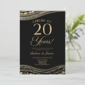Zwarte Goudse Agaten 20e Huwelijksjubileum Feest Kaart (Staand voorkant)