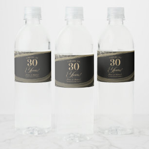 Zwarte Goudse Agaten 30e Huwelijksjubileum Feest Waterfles Etiket