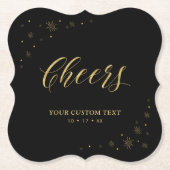 Zwarte & goudsparkle Moderne geboortedag Kartonnen Onderzetters (Voorkant)