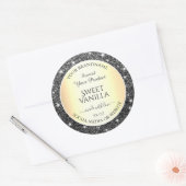 Zwarte goudsparkle Zilver Glitter-productetiketten Ronde Sticker (Envelop)