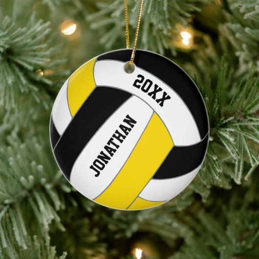 zwarte goudsportploeg kent volleybal keramisch ornament (Boom)