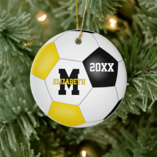 zwarte goudsportploeg verkleurt voetbal keramisch ornament