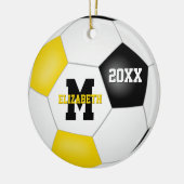 zwarte goudsportploeg verkleurt voetbal keramisch ornament (Links)