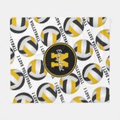 zwarte goudsportruimte Ik hou van volleybalpatroon Fleece Deken (Voorkant (Horizontaal))