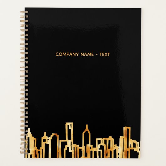 Zwarte goudstad skyline zakelijk onroerend goed planner (Voorkant)