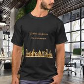 Zwarte goudstedenskyline t-shirt
