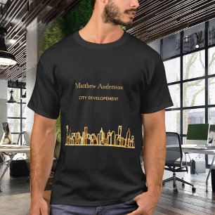 Zwarte goudstedenskyline t-shirt