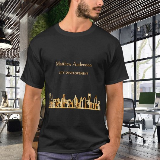 Zwarte goudstedenskyline t-shirt
