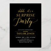 Zwarte & goudverassingsmijlpaal op zaterdag folie uitnodiging (Voorkant)