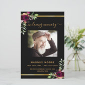 Zwarte goudvuurfoto's begrafenisprogramma (Staand voorkant)