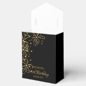 Zwarte goudvuurwerkelegante glansglansgarens bedankdoosjes (Geopend)