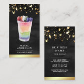 Zwarte goudWaterverf Kleurrijk vruchtensap Glass Visitekaartje (Voorkant / Achterkant)