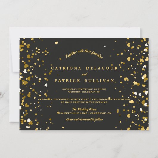 Zwarte goudweduwschap met Confetti in de vorm van  Kaart (Achterkant)