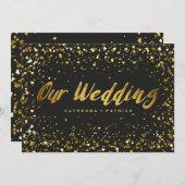 Zwarte goudweduwschap met Confetti in de vorm van  Kaart (Voorkant / Achterkant)