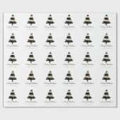 Zwarte goudwitte, moderne, eenvoudige kerstboom cadeaupapier (Vlak)