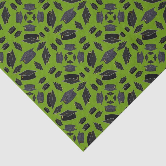 Zwarte graafkap boven groene gras tissuepapier (Detail)