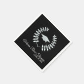 Zwarte Grad Cap & Bladeren Papieren Servetten (Hoek)