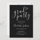 Zwarte Grad Party Script Foto Afstudeerfeest Kaart (Voorkant)