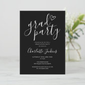 Zwarte Grad Party Script Foto Afstudeerfeest Kaart (Staand voorkant)