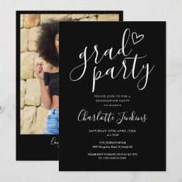 Zwarte Grad Party Script Foto Afstudeerfeest Kaart