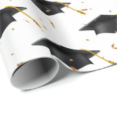 Zwarte gradatiekappen en goudConfetti Cadeaupapier (Rol Hoek)