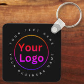 Zwarte gradiënt zakelijk logo sleutelhanger (Achterkant)