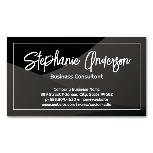Zwarte gradiëntlagen | Modern Magnetisch Visitekaartje (Voorkant)