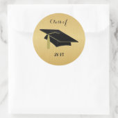 Zwarte graduatie cap met goud ronde sticker (Tas)