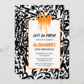 Zwarte Graffiti 32ste verjaardag uitnodiging Manne (Voorkant / Achterkant)