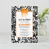 Zwarte Graffiti 39ste verjaardag uitnodiging Manne (Staand voorkant)