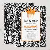 Zwarte Graffiti 68ste verjaardag uitnodiging Manne (Voorkant / Achterkant)