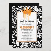 Zwarte Graffiti Mannen 87ste verjaardagsuitnodigin Kaart (Voorkant / Achterkant)