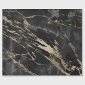 Zwarte Grafiet Deluxe Gold Marble Shiny Glam Cadeaupapier (Vlak)