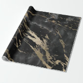 Zwarte Grafiet Deluxe Gold Marble Shiny Glam Cadeaupapier (Uitgerold)