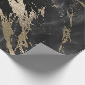Zwarte Grafiet Deluxe Gold Marble Shiny Glam Cadeaupapier (Hoek)