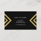 Zwarte grafische Faux Gold Geometric Event Planner Visitekaartje (Achterkant)