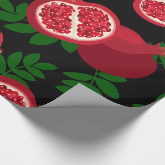 Zwarte granaatappel fruit cadeaupapier (Hoek)