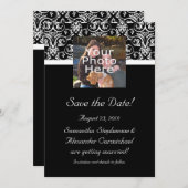 Zwarte Grand Insignia Monogram Foto Save the Date (Voorkant / Achterkant)
